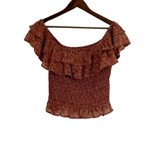 She & Sky Crop Top Drop Shoulder Blouse